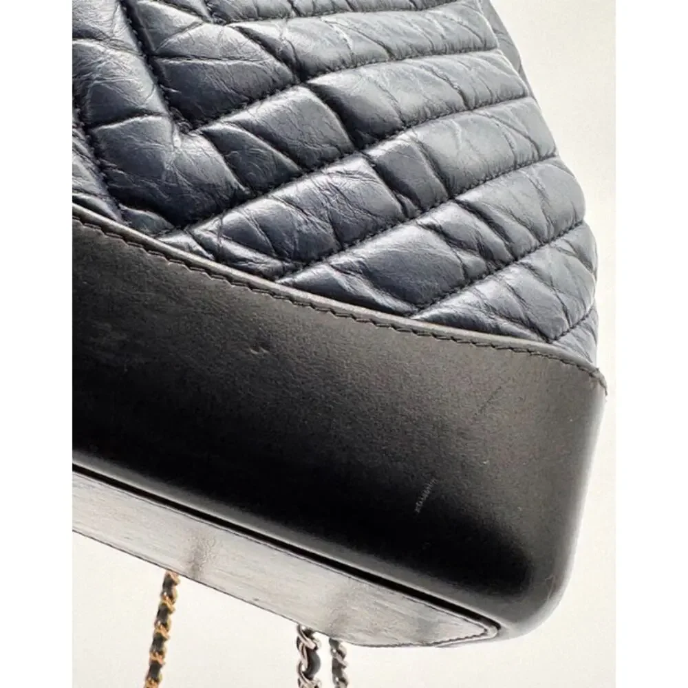Chanel Gabrielle Backpack Navy Aged Calfskin Mixed Metal Chain 2019